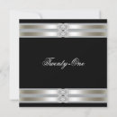 Search for black silver 21st birthday invitations White