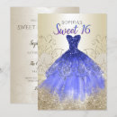 Search for royal blue gold sweet 16 invitations Glitter