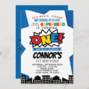 Search for superhero 1st birthday invitations Boys