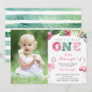 Search for flamingo 1st birthday invitations Girl