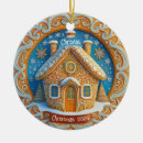 Search for gingerbread house ornaments Blue