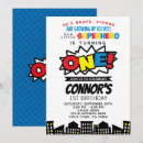 Search for superhero 1st birthday invitations For kids