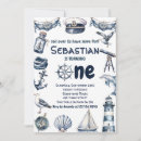 Search for nautical 1st birthday invitations Navy blue