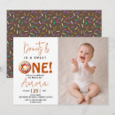 Search for donut 1st birthday invitations Watercolor donuts