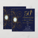 Search for blue gold 50th wedding anniversary invitations Navy