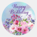 Search for happy birthday purple flowers stickers Watercolor
