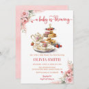 Search for baby is brewing tea invitations Pink flowers