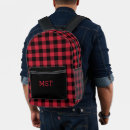 Search for red backpacks initials