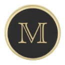 Search for initial lapel pins Black and gold