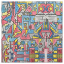 Search for red yellow blue pattern fabric Abstract