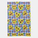 Search for blue sunflowers kitchen towels Rustic