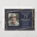 Search for blue 75th birthday invitations Gold