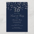 Search for navy blue silver birthday invitations Modern