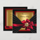 Search for womans gold black red birthday invitations Elegant birthday party