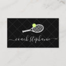 Search for tennis coach business cards Black and white