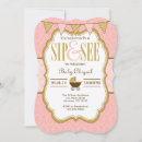 Search for sip and see baby girl shower invitations Pink and gold