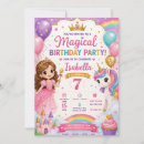 Search for unicorn 7th birthday invitations Glitter