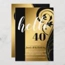 Search for hello 40 invitations Black and gold
