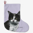 Search for black and white cat christmas stockings Feline