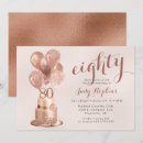 Search for rose gold 80th birthday invitations Modern