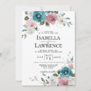 Search for teal rose wedding invitations Watercolor