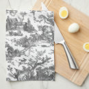 Search for black and white kitchen towels Toile de jouy