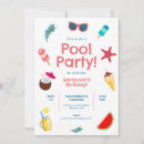 Search for fun in the sun birthday invitations Swimming
