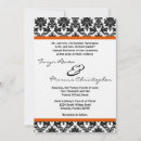 Search for orange and black wedding invitations Damask