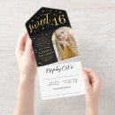 Search for black and gold sweet 16 invitations Glam