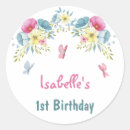Search for 1st birthday thank you stickers Pink flowers