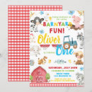 Search for farm 1st birthday invitations Watercolor farm animals