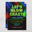 Search for paint splatter birthday invitations Glow in the dark