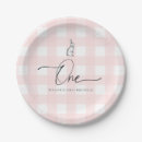Search for pink gingham plates Girl first birthday