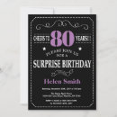 Search for surprise 80th birthday invitations Black and white