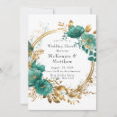 Search for teal rose wedding invitations Gold