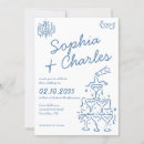 Search for illustrated wedding invitations Blue and white