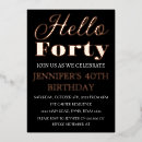 Search for black rose gold 40th birthday invitations Chic