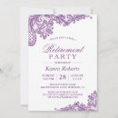 Search for purple retirement party invitations Lace