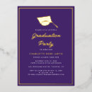 Search for purple and gold graduation invitations High school college