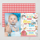 Search for farm 1st birthday invitations Watercolor farm animals