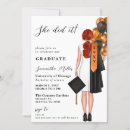 Search for black and orange graduation invitations University