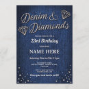 Search for denim and diamonds birthday invitations Glitter