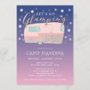 Search for glamping birthday invitations Pink