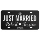 Search for just married license plates Black and white