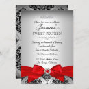 Search for red and silver sweet 16 invitations 16th birthday