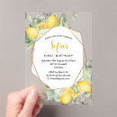 Search for lemon 1st birthday invitations Lemonade party