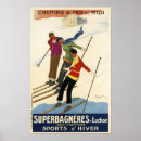 Search for vintage skiing advertising posters Mountains