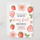 Search for strawberry 1st birthday invitations Berry sweet party