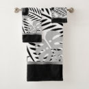 Search for palm leaf bath towels Black and white