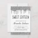 Search for black silver sweet 16 invitations Glitter
